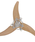Top view of 48 Inch Ceiling Fan With Light In Brushed Nickel Finish, Beech Blades, LED Light Kit, Down Rod Mount, three GU10 LEDs visible