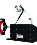Heavy Duty 2x72 Belt Sander And Grinder With CNC Machined Aluminum Wheels And 56C Motor Mount showing sleek black and red design.