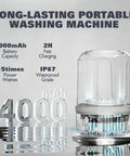Hella Portable Compact Mini Washer For Underwear Gym Gear And Delicate Threads On The Road Or In Small Spaces Featuring Rechargeable Battery and 4000mAh capacity