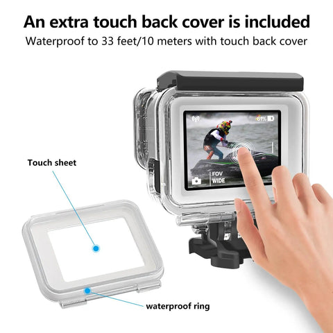 Waterproof Dive Case For GoPro Hero 7 Black, Hero 6, Hero 5 And 2018 Action Cameras with extra touch back cover