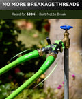 All Metal Garden Hose Splitter 2 Way Y Valve With Extra Long 2.05 Inch Handle Built Tough Heavy Duty Shut Off Valves on outdoor spigot