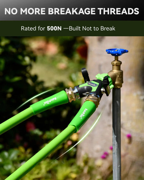 All Metal Garden Hose Splitter 2 Way Y Valve With Extra Long 2.05 Inch Handle Built Tough Heavy Duty Shut Off Valves on outdoor spigot