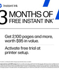 Text image promoting 3 months of free Instant Ink with Envy Photo 7975 Wireless Color Inkjet Printer For Home Use With Print Scan Copy No Fuss Setup Mobile Printing AI Enabled And 3 Month Instant Ink Trial Great For Family Photos School Projects And Everyday Tasks.