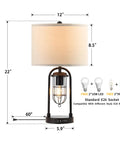 Cool Industrial Modern Table Lamps Set Of 2 With Night Light And Dual USB Ports Type A And Type C Nightstand Lamps