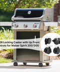 Level Up Your Weekend Cookout Routine With These Hella Durable Locking Casters Optimized For Up Front Control Gas Grills smooth rolling replacement wheels for Spirit Series families visible on Weber Spirit grill.