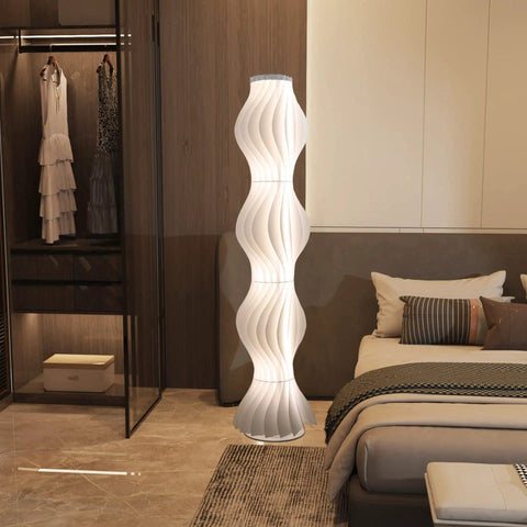 Dimmable Column Floor Lamp With Hula Skirt Shade, 55 Inch Tall Contemporary Standing Light For Living Room And Home Office