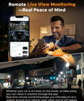 Man using smartphone to access 4G LTE Cellular Dash Cam With Live Streaming And GPS Tracking, Pro Grade Dual Car Security Cameras