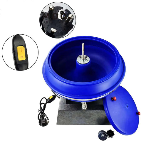 Powerful 120W Bowl Polishing Machine with High Frequency Vibration for Jewelry, Gems and Auto Parts, 6.2L Tumble Polisher, blue design