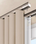 Heavy Duty Wall Mounted Double Sliding Barn Door Hardware Kit With Totally Smooth Silent Rollers And Dead Simple Install Brass Finish hardware with silky smooth beige sliding panels.