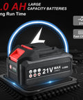 21V 4Ah battery for Cordless Impact Wrench Half Inch For Cars And RVs, 600 Nm Maximum Torque, LED work light, fast charge feature.