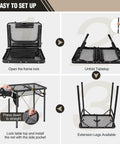 Easy setup steps for Small Folding Grill Table For Outdoors With Three Adjustable Heights Lightweight Portable Aluminum Camp Table