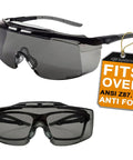 OTG Safety Goggles For Glasses Wearers With Smoke Tint Anti Fog Lenses UV400 Protection Impact Resistant Design Integrated