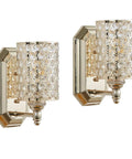 Two Pack Crystal Wall Sconce Lights With Champagne Finish Modern Minimalist Style Slick Polyhedral Crystal Shade For Bathroom Bedroom Living Room Bedside Fully Dimmable