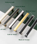 Variety of cabinet pulls including a Matte Black and Gold Cabinet Pulls Set, 5 Pack, 5 Inch Center-To-Center Two-Tone Hardware on display