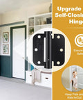Heavy Duty Two Pack Self Closing Door Hinges 3.5 Inch Adjustable Spring Automatic Closer for garage door with sleek black finish.
