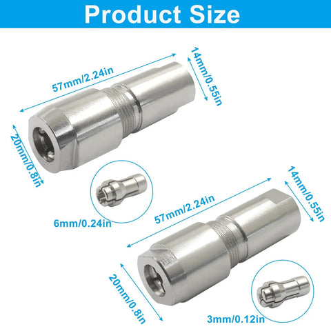 Angle Grinder Conversion Kit 3mm 6mm Straight Grinder Chuck Adapter with size dimensions