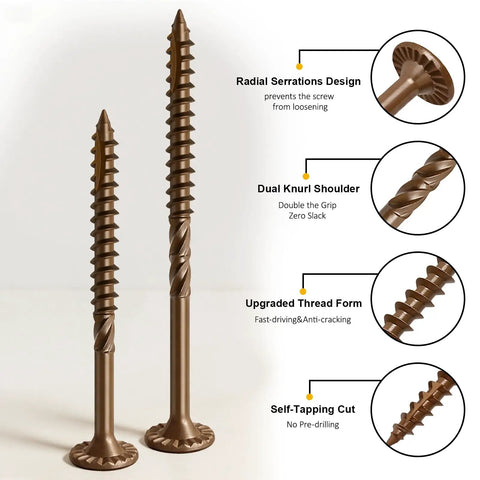 Beefy Heavy Duty Wood Screws Size 14 X 10 Inch 54 Pcs Structural Deck Screws With Upgraded Thread for quick drive