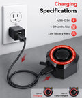 High Impact Car Alarm System With Vibration Sensor 120dB Siren And Red Strobe Lights Dual Alert Security For Your Ride Easy Install Deterrence Against Thieves Auto Arm And Alarm On Vibration, USB-C charging view