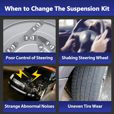 12pcs Front Suspension Control Arm Set For 2007 Through 2014 Chevy Tahoe Direct Fit OE Replacement Front Left And Right Arms For A Smooth Quiet Ride And Easy Bolt On Install signs of poor steering, wheel shake, noise, and uneven tire wear
