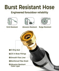 Heavy Duty Retractable Garden Hose Reel Half Inch By 100 Foot With Slow Auto Retract No Fuss Anti-Tangle Design Dual Ratchet Lock UV And Freeze Protection Brass Seal 180 Degree Swivel Reinforced Scaffold Wall Mount burst resistant hose detail