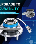 Front view of Front Wheel Bearing And Hub Assembly 513121 Replacement for Chevy Impala with ABS wiring visible