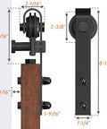 6 Foot Lite Sliding Barn Door Hardware Kit Heavy Duty Combination Track Included Easy To Install Manual Carbon Steel Upgrade Low Clearance 265 Lb Capacity Black Finish roller details