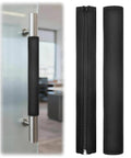 2 Pack Zippered Door Handle Covers For Commercial Doors, 11.5 Inch Length, Universal Fit For Handles 1.25 To 1.45 Inch Diameter, Built Tough Heat And Cold Resistant Neoprene And Polyester, Black on glass door handle
