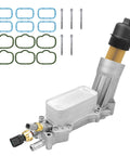 Beefed Up Aluminum Oil Filter Housing With Integrated Oil Cooler For 3.6L V6 Engines includes gaskets and bolts