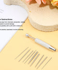 10 Piece Piercing Taper Ball Grabber Gear For Changing Jewelry, Stainless Steel Insertion Tools in 12G to 20G, laid out on table