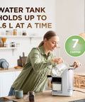 Smash Your Daily Grind With This Straight Up Smooth All In One Espresso And Cappuccino Coffee Maker featuring a woman filling the 1.6 L water tank.