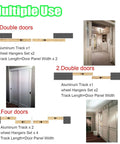 Heavy Duty Barn Door Sliding Hardware Kit For Two Doors With Bypass Double Track Rail System 8 Wheel Hanger Set multiple use diagram