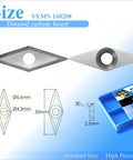 Diamond Tungsten Carbide Planer Cutter Inserts With Radius Point dimensions and packaging close-up