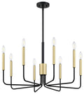 Vintage 8-Light Gold Farmhouse Pendant Chandelier With Black Finish for kitchen island, dining room, and living room