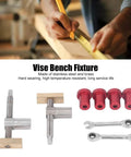 19mm Woodworking Desktop Clamp Set with stainless steel and brass components, bench dogs, and ratchet wrenches for workbench use.