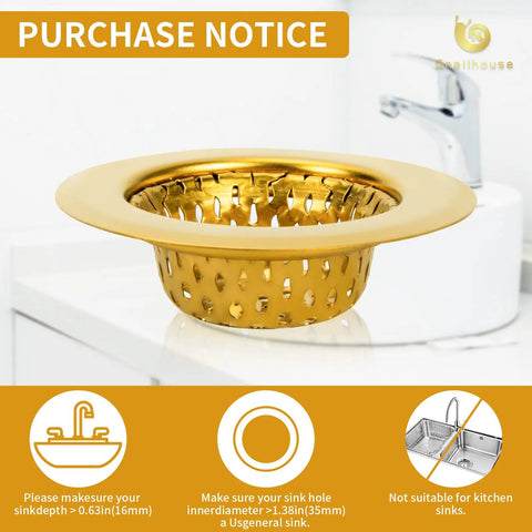 Heavy Duty Stainless Steel Bathroom Sink Strainers 2 Pack Anti Clog Mesh Drain Screen Hair Catcher For Utility Sink Gold Basket Cover That Works Like A Charm And Keeps Your Drain Flushing Smooth All Day Long