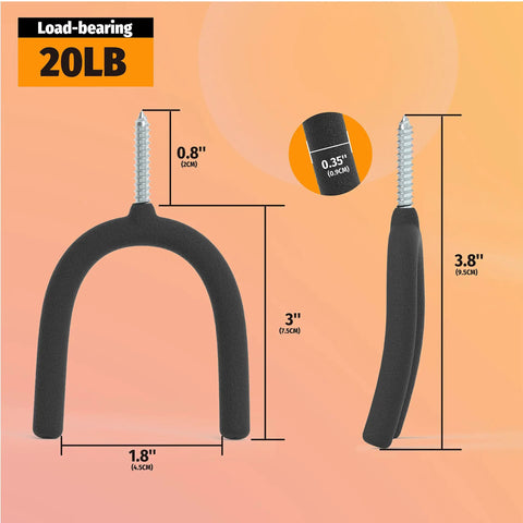 16 Pack U Hooks Value Pack Heavy Duty Wall Hangers For Tools Mops And Brooms, vinyl-coated steel dimensions