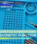Pro Grade Large Soldering Mat 55x35cm Magnetic Silicone Work Surface with magnetize screwdrivers feature shown