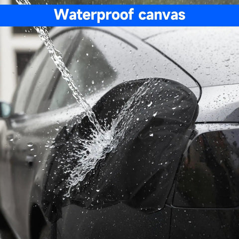 Magnetic EV Charging Port Cover Locks Tight To Shield From Nasty Winter Weather Heavy Duty Waterproof Oxford Fabric Blocks Snow Ice And Grit UV Proof For Road Warriors Everyday Black, shown protecting EV from rain.