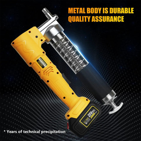 Cordless 12000 PSI Grease Gun Kit with Dual Batteries and Charger, Quick Release Coupler, metal body for mechanical work.