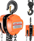 Heavy Duty Hand Chain Hoist 2 Ton Capacity 4400 Lbs With Galvanized G80 Chain 20 Foot Lift Height Manual Chain Block Orange