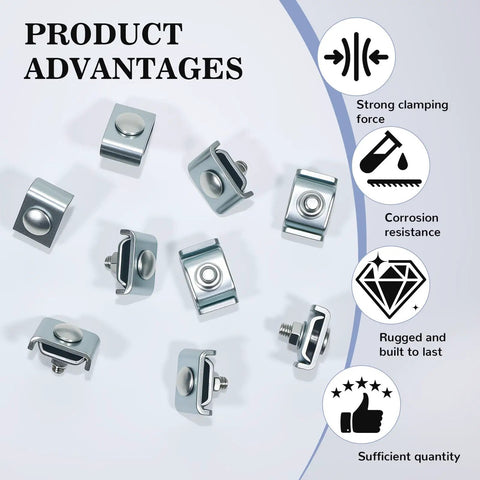 64 Pack Grid Panel Connector Kit for 4mm to 6mm wire shelving and mesh cable trays includes splice clamps and reinforced washers
