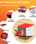 Metal Chicken Nesting Box With Swing Perch And Rollout Egg Collection For Chicken Coop Red Three Compartments features