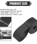 26 Inch Bike Wheel Rim Tape Liner Inner Tube Protection Band PVC Black Pair for Flats and Rim Protection shown with dimensions