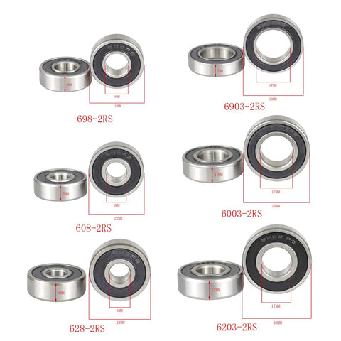Ball bearings kit with ABEC-5: 6203-2RS, 6003-2RS, 6903-2RS, 628-2RS, 608-2RS, 698-2RS