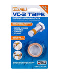 Packaging of Instant Threadlocker Tape That Lets You Adjust, Remove, And Reuse Fasteners With No Cure Time, 0.625 In W By 60 In L roll.
