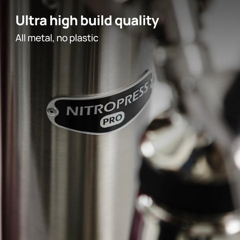 Top Shelf Electric Nitro Cold Brew Coffee And Cocktail Brewer For Casual Home Mixologists Pouring Hella Smooth Cascading Streams With Silky Microfoam And Slick Cafe Vibes metal build quality label.