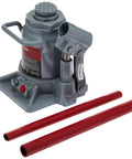Pro-Lift B-S12D grey hydraulic bottle jack with red rods, 12-ton capacity, front view
