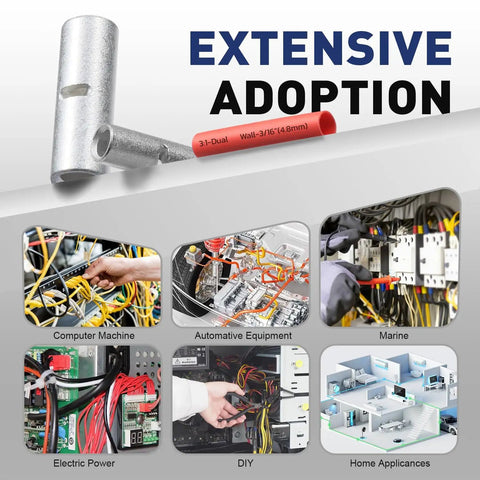 Non Insulated Butt Connectors Kit shown in automotive, marine, DIY setups emphasizing durability and corrosion resistance.