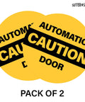 Two Pack Caution Automatic Door Stickers For Sliding Glass Doors Double Sided Weatherproof Vinyl Safety Decals With Adhesive