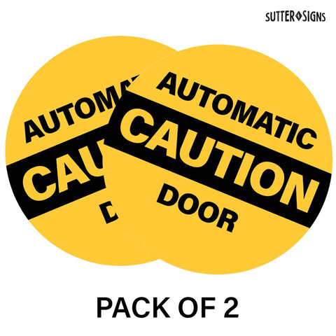 Two Pack Caution Automatic Door Stickers For Sliding Glass Doors Double Sided Weatherproof Vinyl Safety Decals With Adhesive